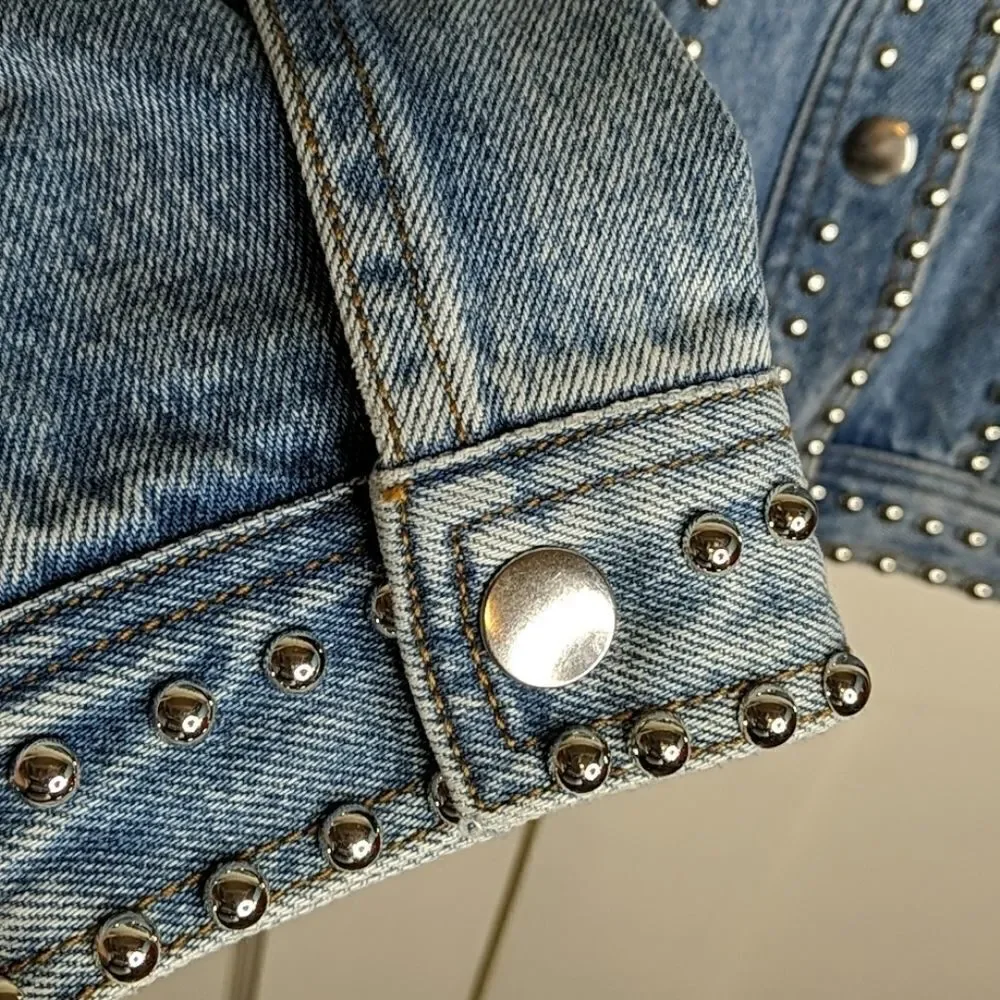 Denim silver studded jean jacket - Picture 7 of 9